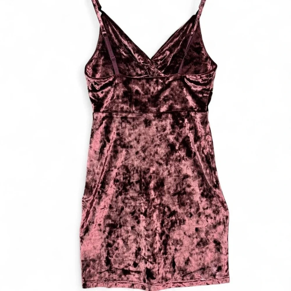Free People Intimately Crushed Velour Mini Slip Dress Sz S Pink Club Party‎ NWT